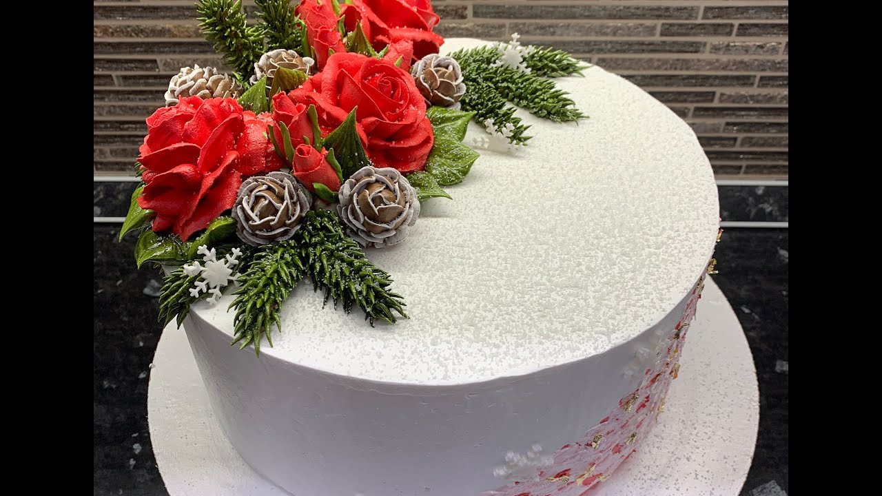 Украшаю ЗИМНИЙ торт ❄️НОВЫЙ год 2022 🎄