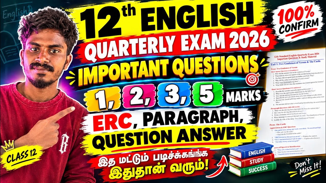 12th english quarterly important questions 2026 | 12th English Important 2,3,5 Marks 2026 | 90/90