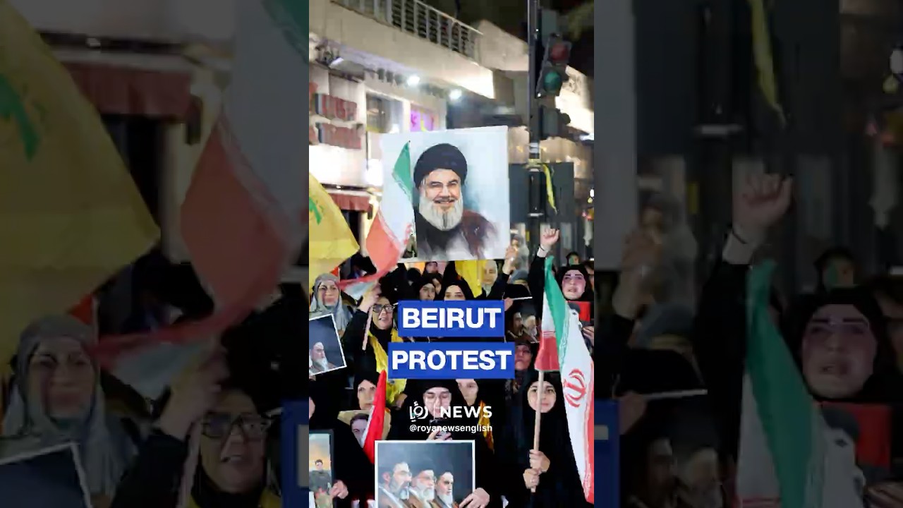 Supporters of Hezbollah rally in Beirut&rsquo;s southern suburbs