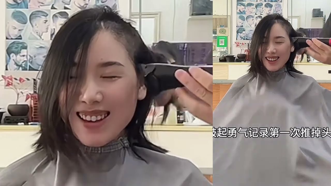 20240905 small face woman head shave
