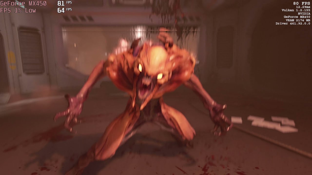🎮 NVIDIA GeForce MX450 (GDDR6, 25W) - DOOM gameplay benchmarks (1080p)