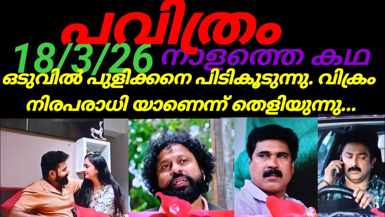 Pavithram/18/3/26/പുളിക്കനെ പിടികൂടുന്നു, വിക്രം നിരപരാധിയാണെന്ന് തെളിയുന്നു.