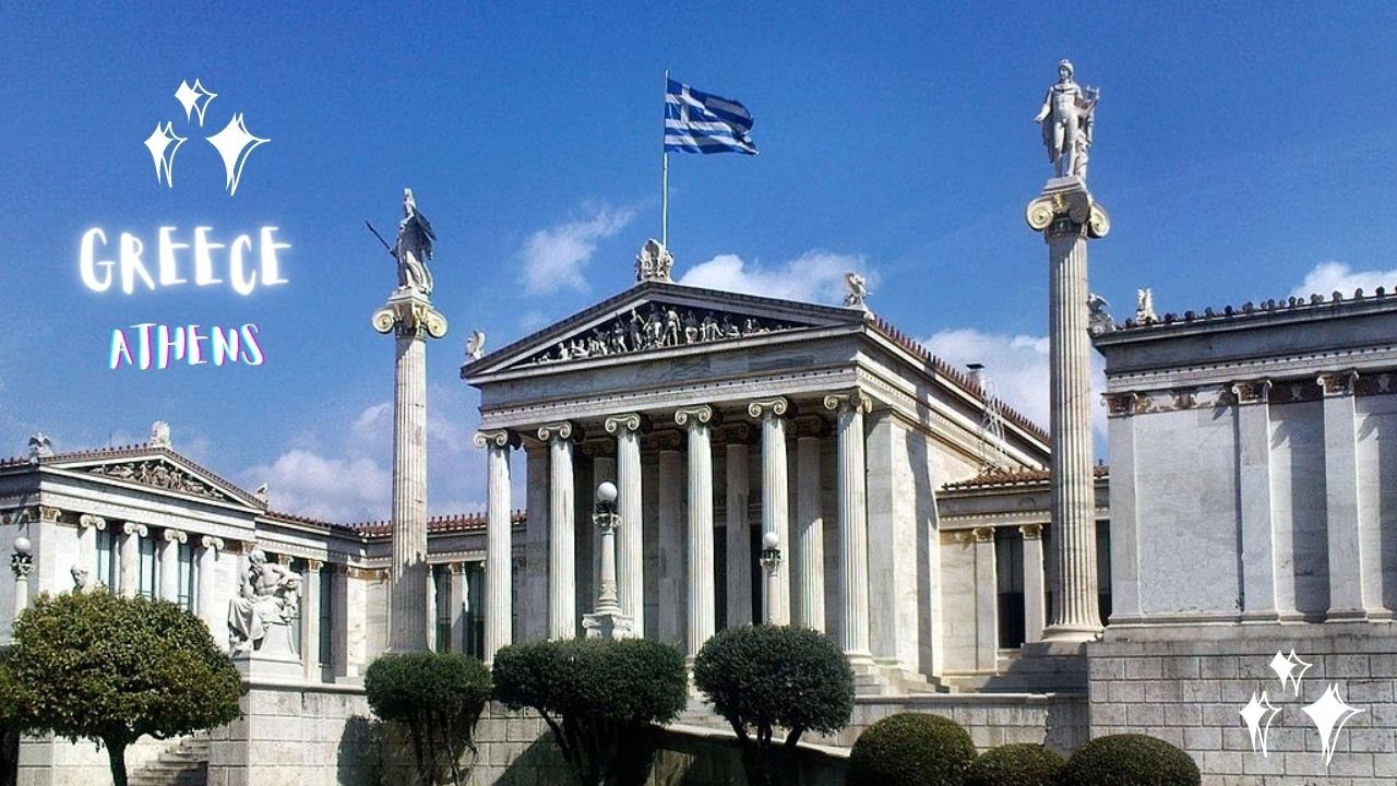 Greece Athens Academy of Athens, the University of Athens, and the National Library walking tour 4k