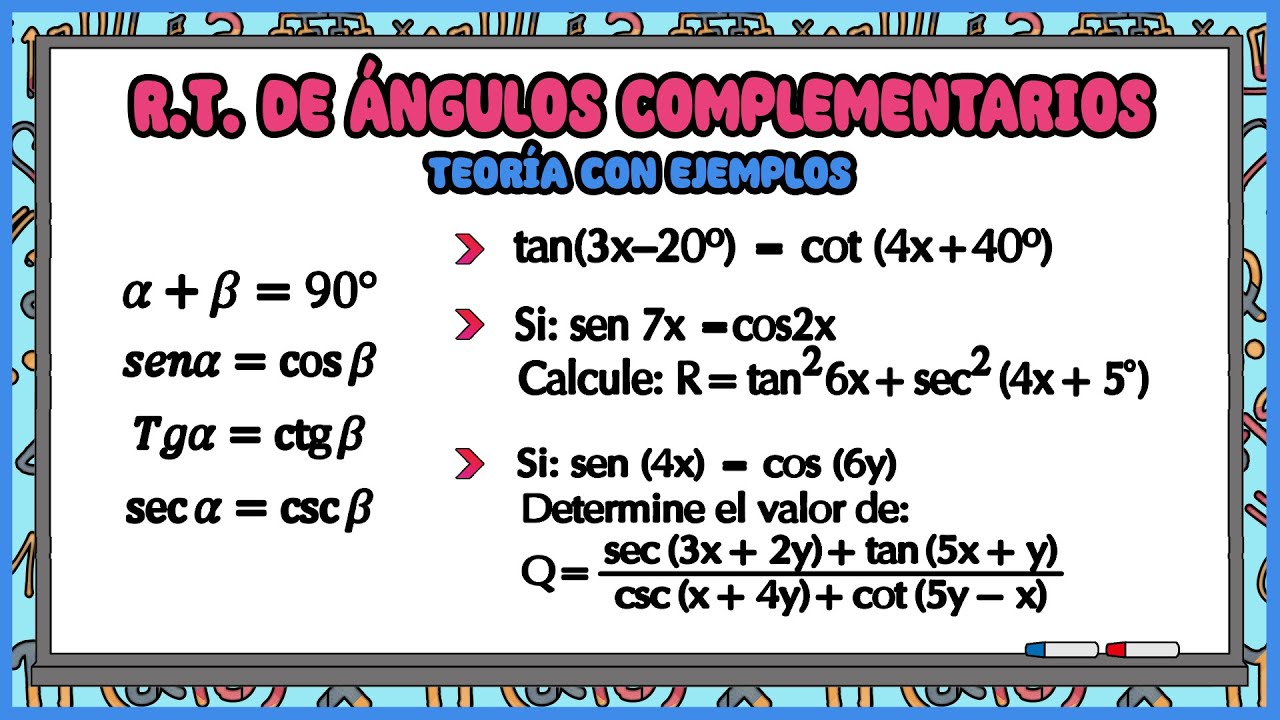 Razones trigonométricas de Ángulos Complementarios (co-razón) teoría con ejemplos resueltos