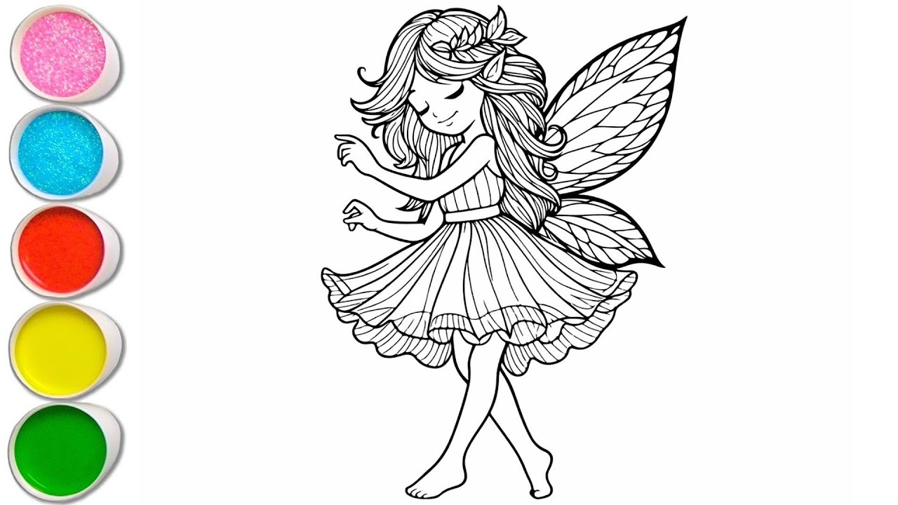 Cute Fairy Girl Drawing for kids, Painting & Coloring for kids, Toddlers | Let's Draw Together