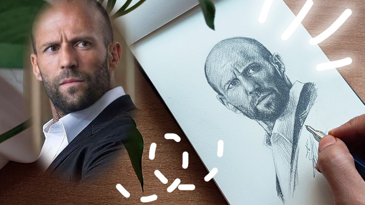 master drawing faces with the easy academic method|Jason Statham|fast drawing