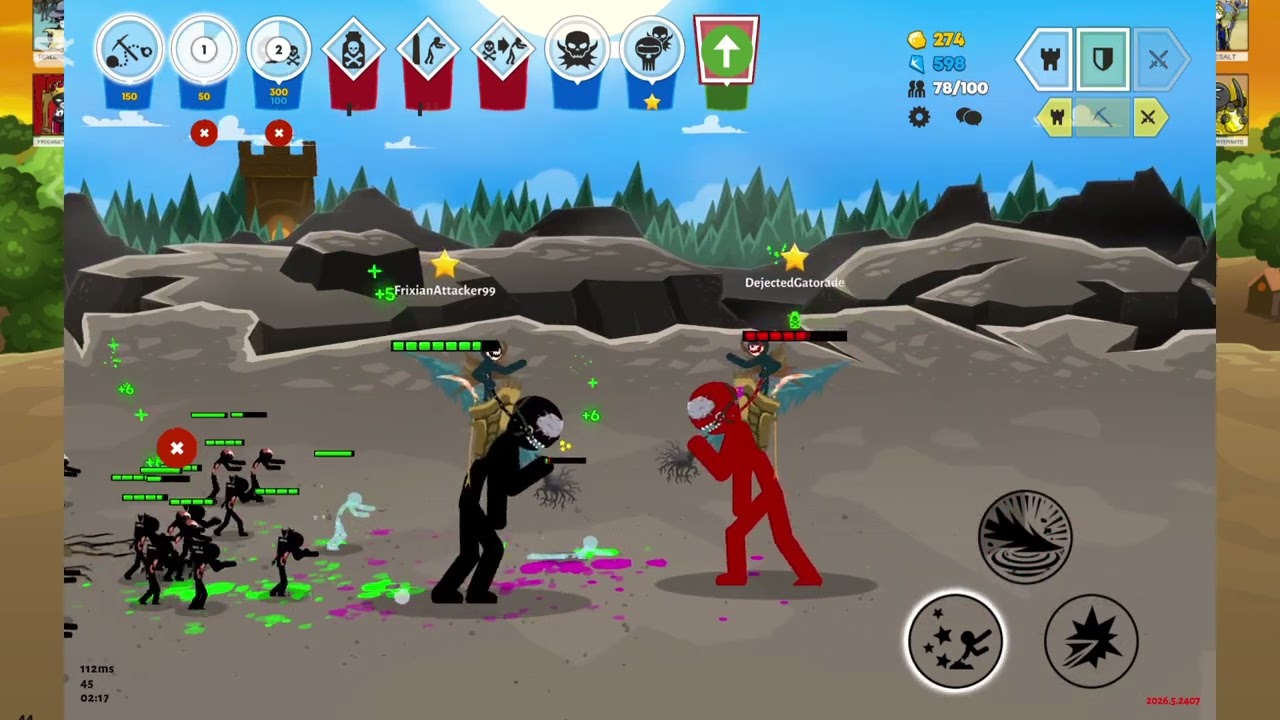 Stick war 1v1ing a player