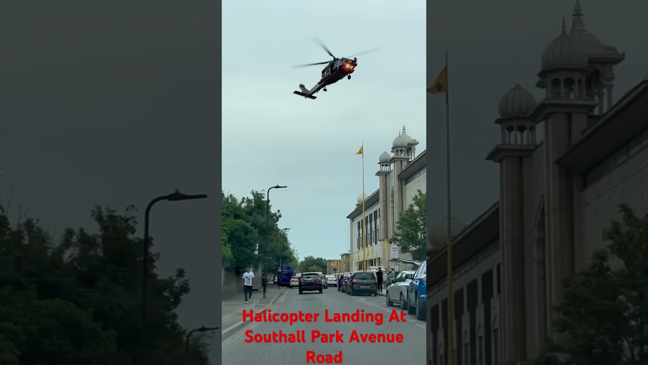 Halicopter Landing At Southall Front Of Shri Guru Singh Sabha Gurudwara Sahib #uk #southall