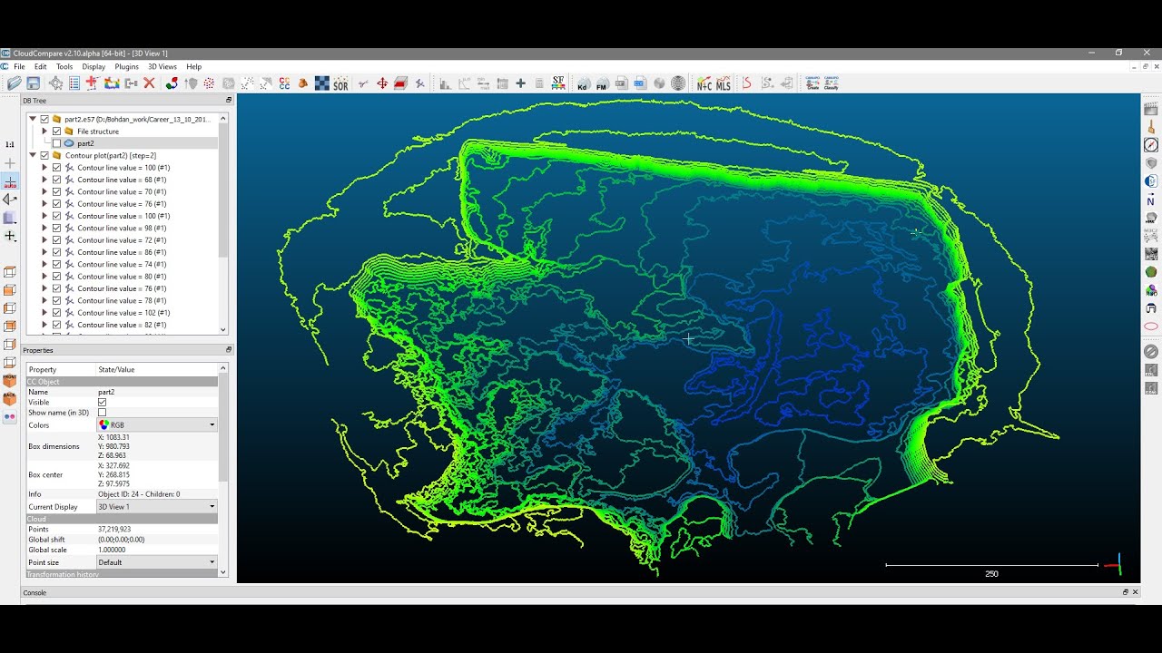 How to generate Contour Lines from point cloud in CloudCompare