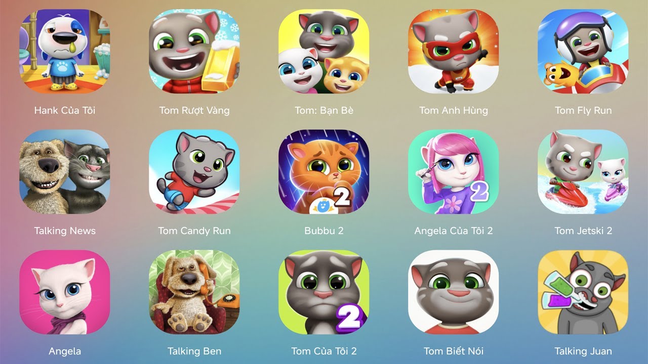 My Talking Hank: Islands, Talking Tom Gold Run, My Talking Tom Friends, Talking Tom Hero Dash
