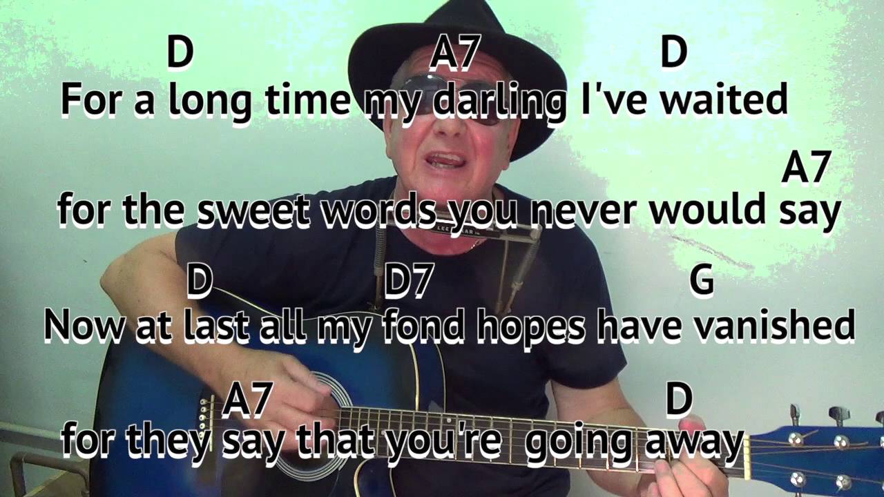 RED RIVER VALLEY (Key D) Chords & Lyrics On-Screen - Guitar/Harmonica