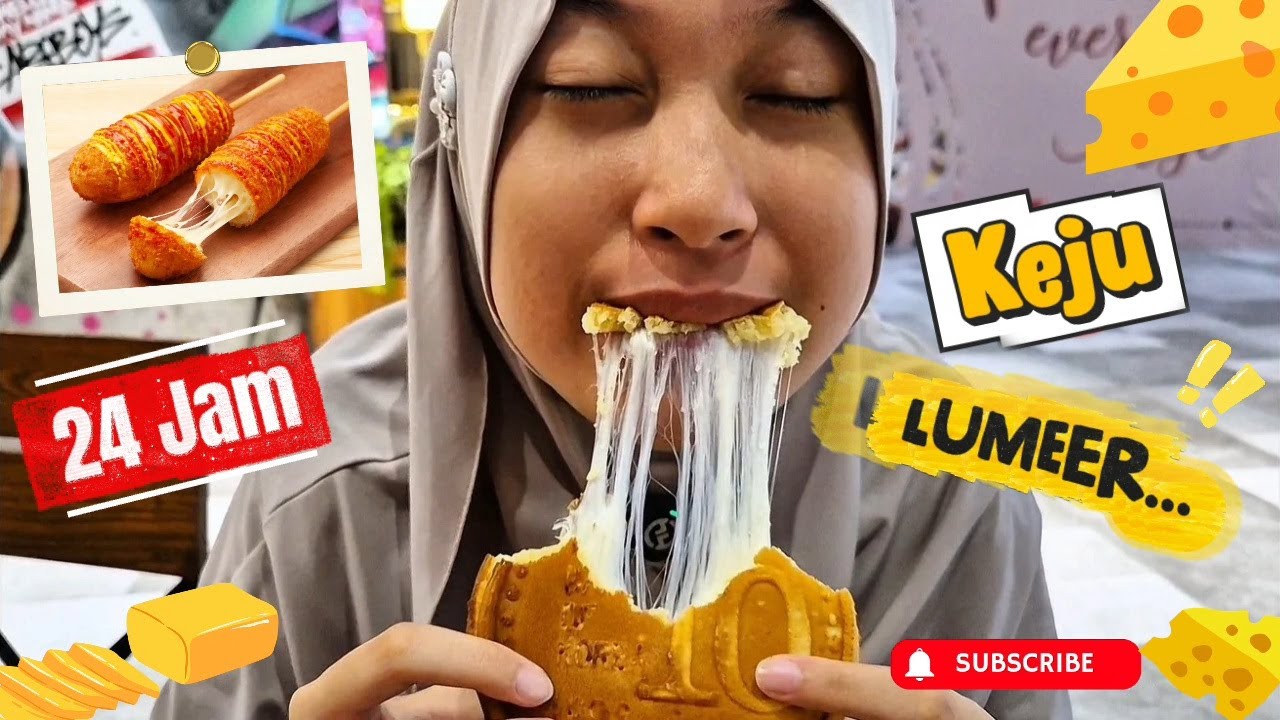24 Jam Makan Serba Keju di Mall - Aqilla Beli Cheese Coin Korea Street Food 😊 Aqilla's Diary