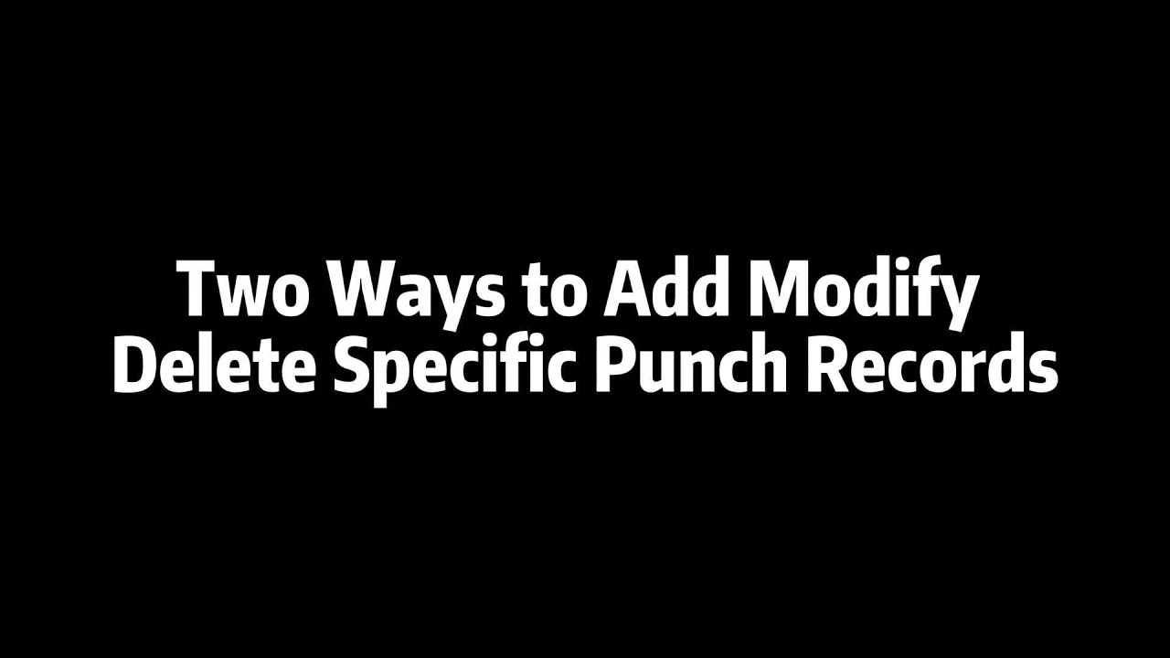 6. Two Ways to Add Modify Delete Specific Punch Records