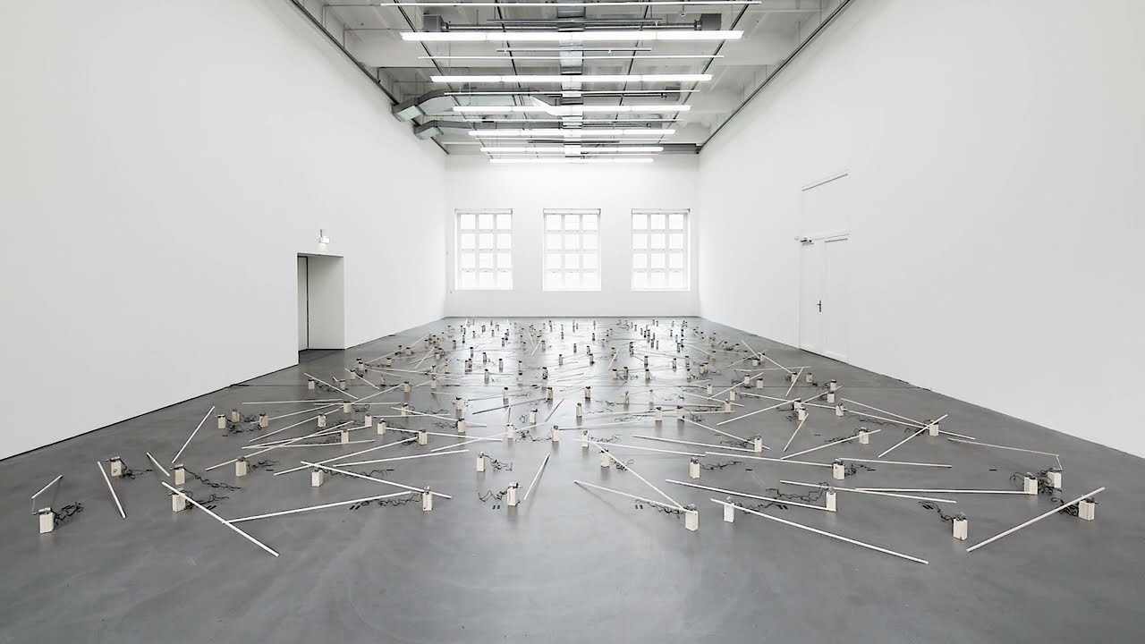 Zimoun : Sound Installation : 191 prepared dc-motors, 39kg wood, 2021