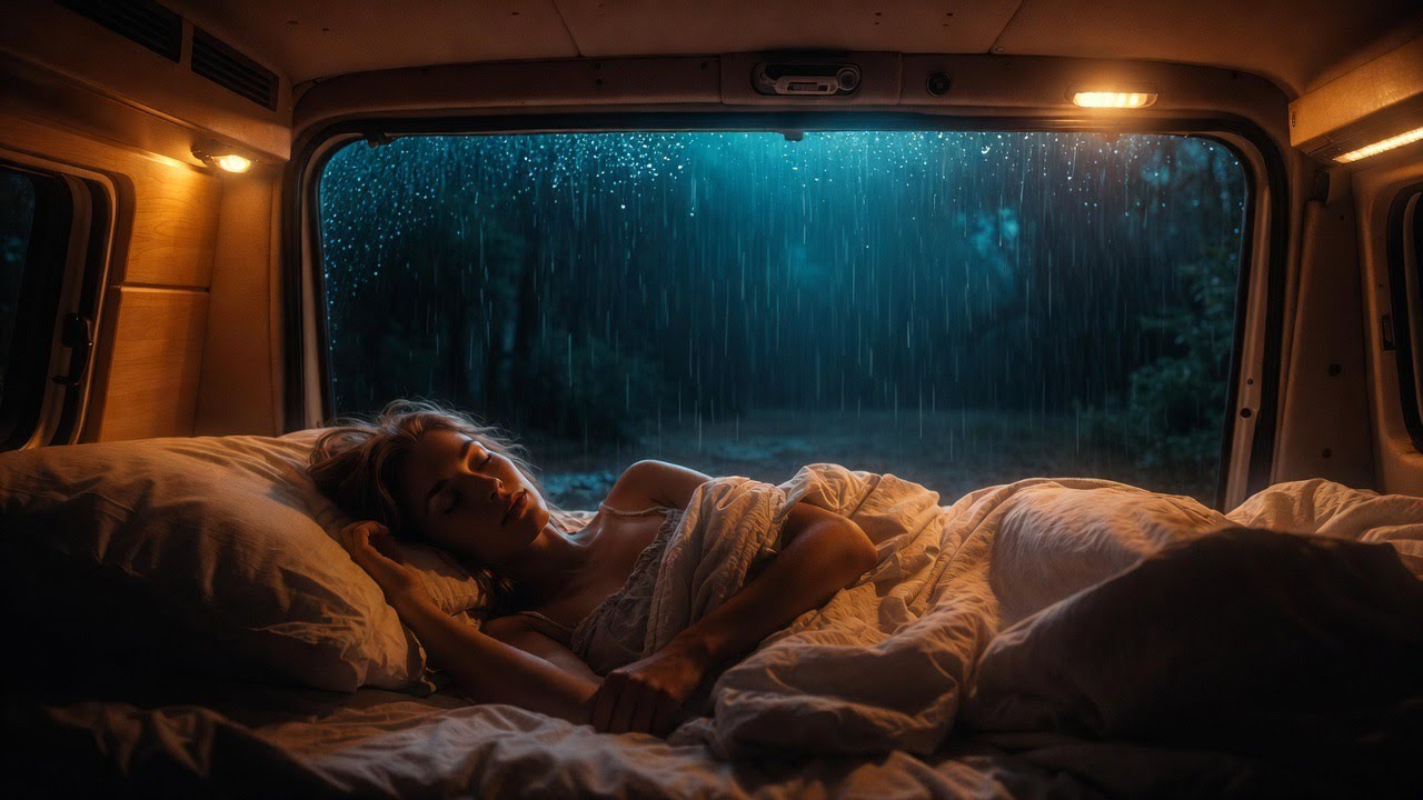 Loud Rain in Campervan at Night | Helps Insomnia, Stress