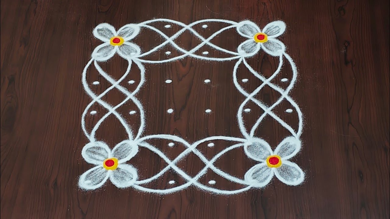 6&times;6dots easy rangoli|daily muggulu|thipkyanchi,festival rangoli|traditional rangoli#Rang kaa Rangoli