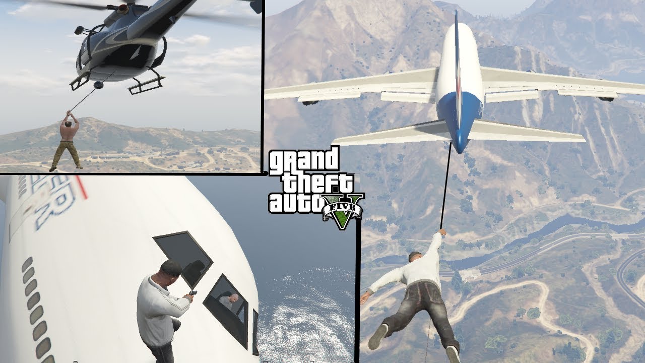 GTA V - Hijacking aircrafts with grappling hook