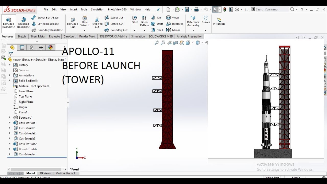 APOLLO-11 BEFORE LAUNCH (TOWER) | SOLIDWORKS | IMPULSE