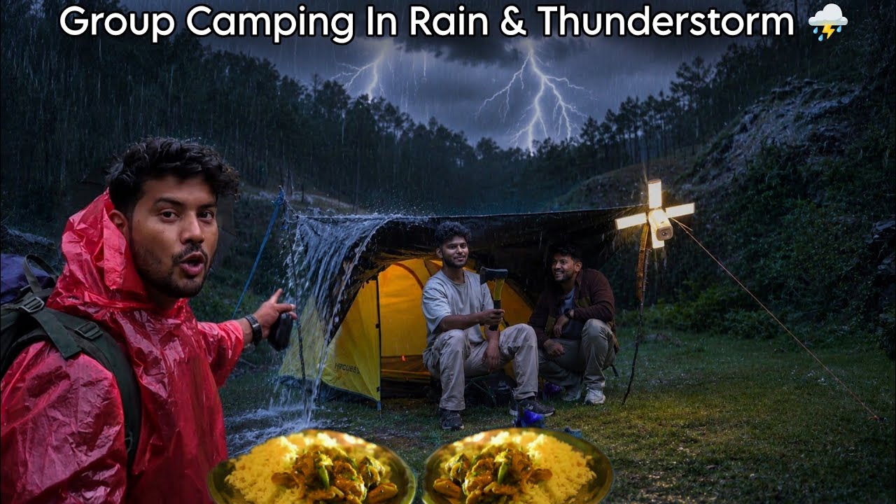 Night Camping In Heavy Rain & Thunderstorm ⛈️| Rain Camping In India #vlog 