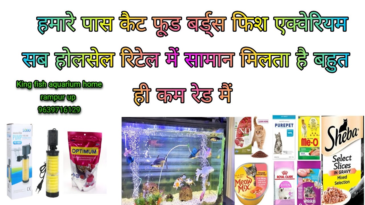 हमारे पास कैट फूड बर्ड्स फिश एक्वेरियम सब होलसेल रिटेल में सामान मिलता है बहुत ही कम रेड में 