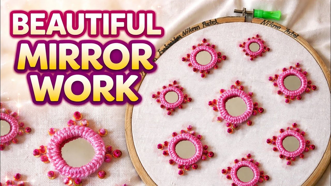 સરળ ગોળ કાચ ભરવાની રીત | Easy Sequin Circle Mirror Work | કાચ કામ Step by Step Tutorial
