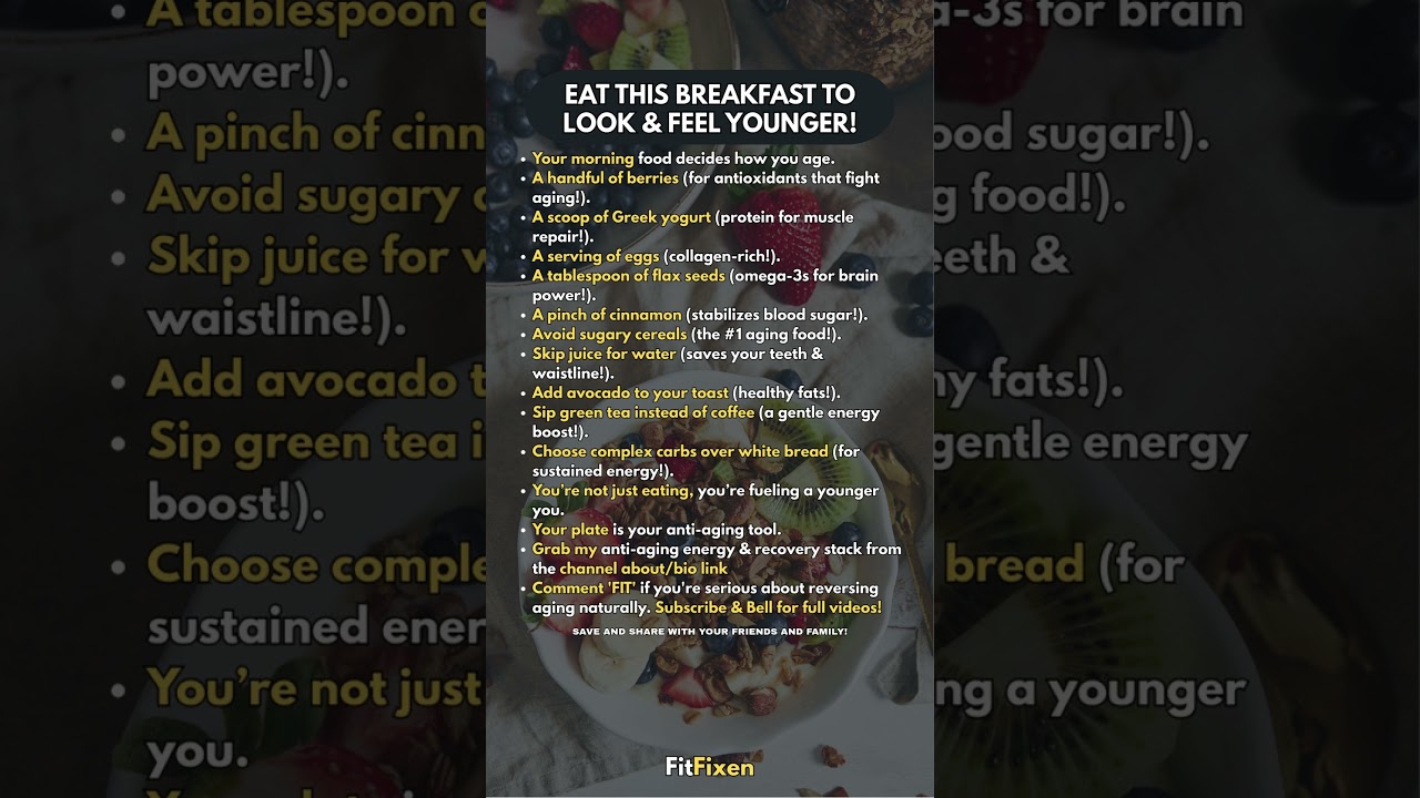 👆 Anti-Aging Breakfast That Makes You Look & Feel 10 Years Younger! #FitFixen #shorts