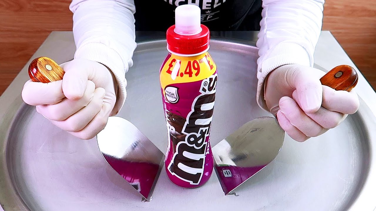 M&M'S Drink ice cream rolls street food ASMR - ايسكريم رول إم آند إمز
