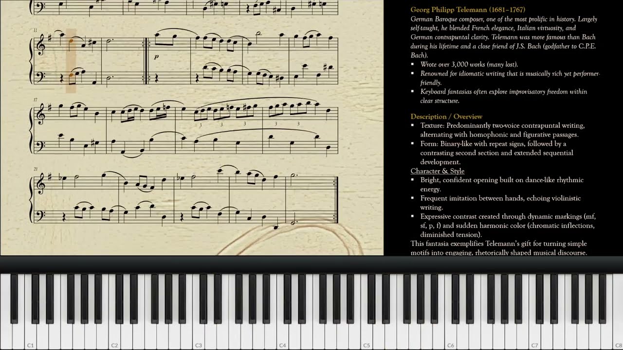 Telemann — Fantasia in G major | Piano Sheet Music Tutorial