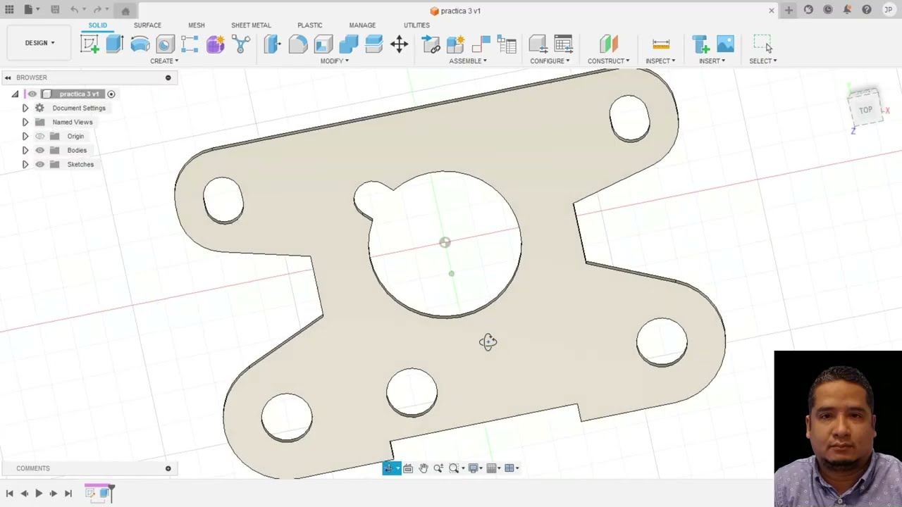 Autodesk Fusion Practica 3, Boceto 2D con simetría