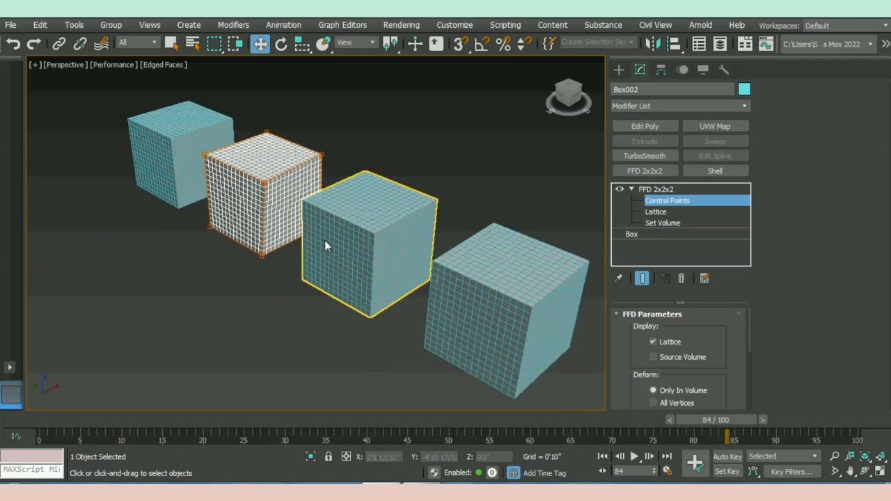 3ds max FFD Modified. ||FFD2&times;2&times;2||  ||FFD3&times;3&times;3||   ||FFD4&times;4&times;4||#3dsmax #3d #3dmodeling #kumardesigns