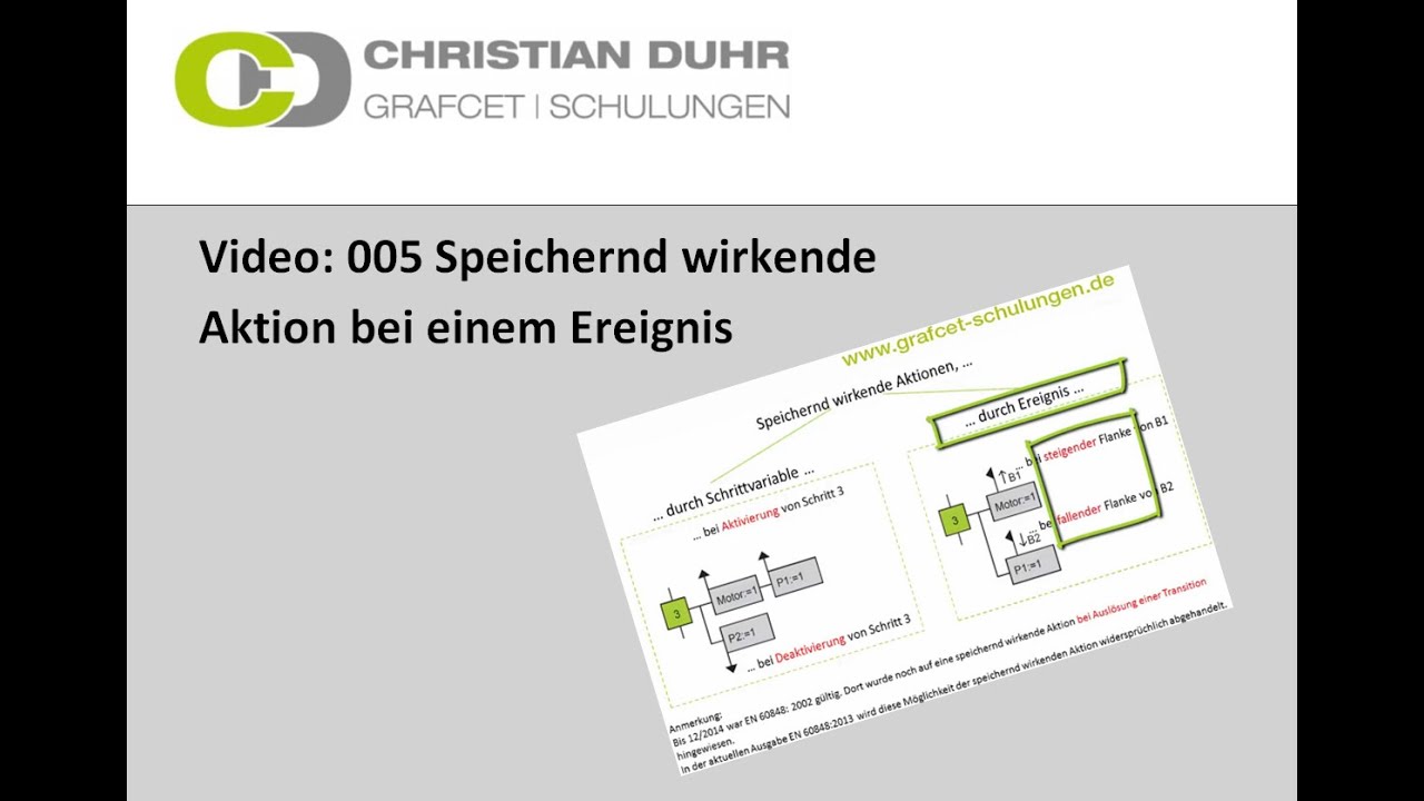 GRAFCET - 005 Speichernd wirkende Aktion bei einem Ereignis