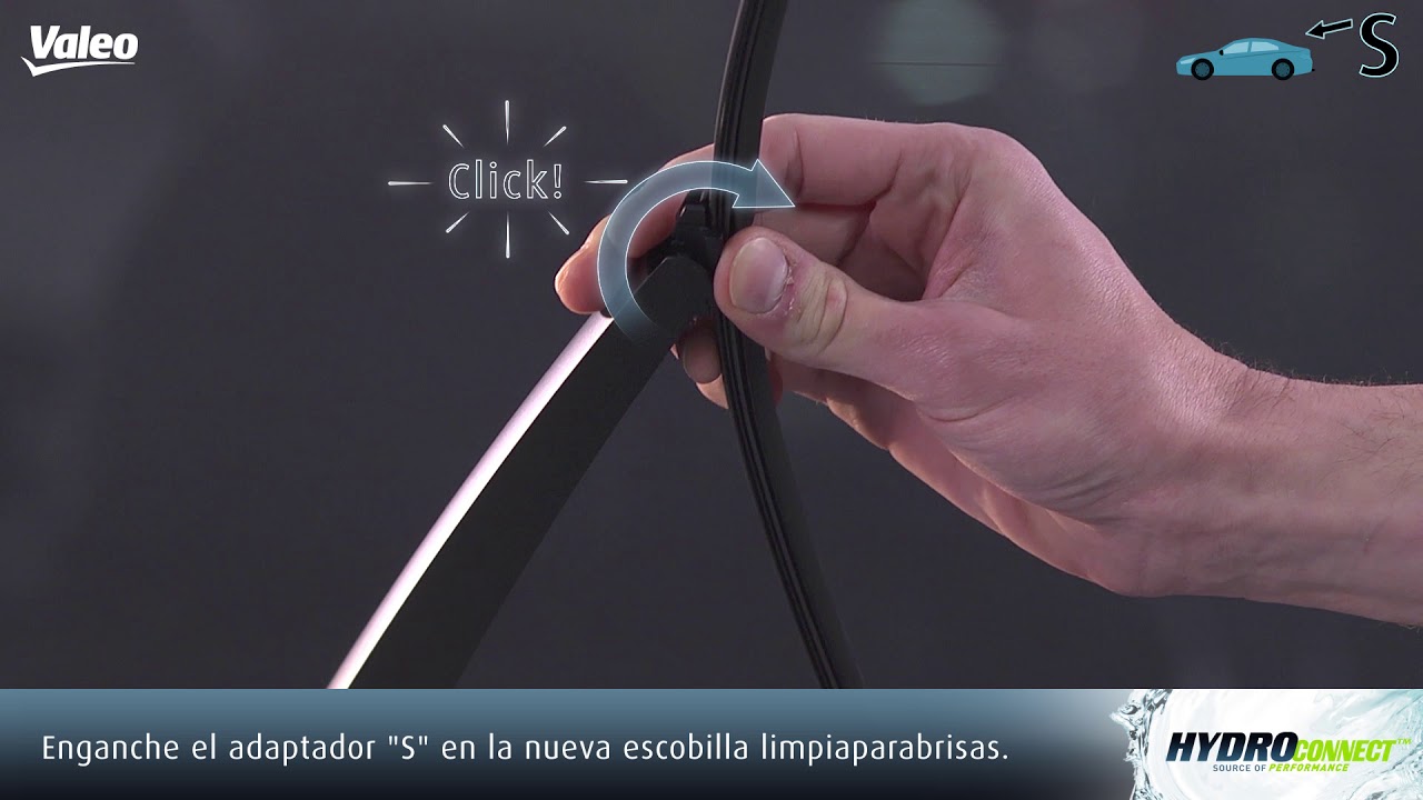 Guía de Instalación de Escobillas Limpiaparabrisas HydroConnect Valeo trasero Top Lock Slider