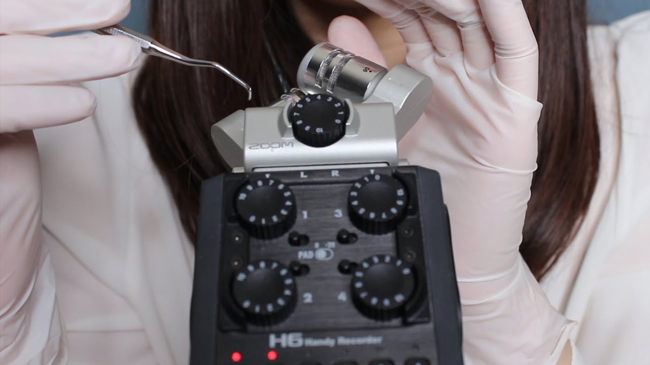 ASMR 치석제거기로 톡톡톡&귀에 바람불기, 속닥속닥 잡담, 라텍스장갑 Zoom H6, Scaler sound, Ear Blowing, Talking, Latex gloves