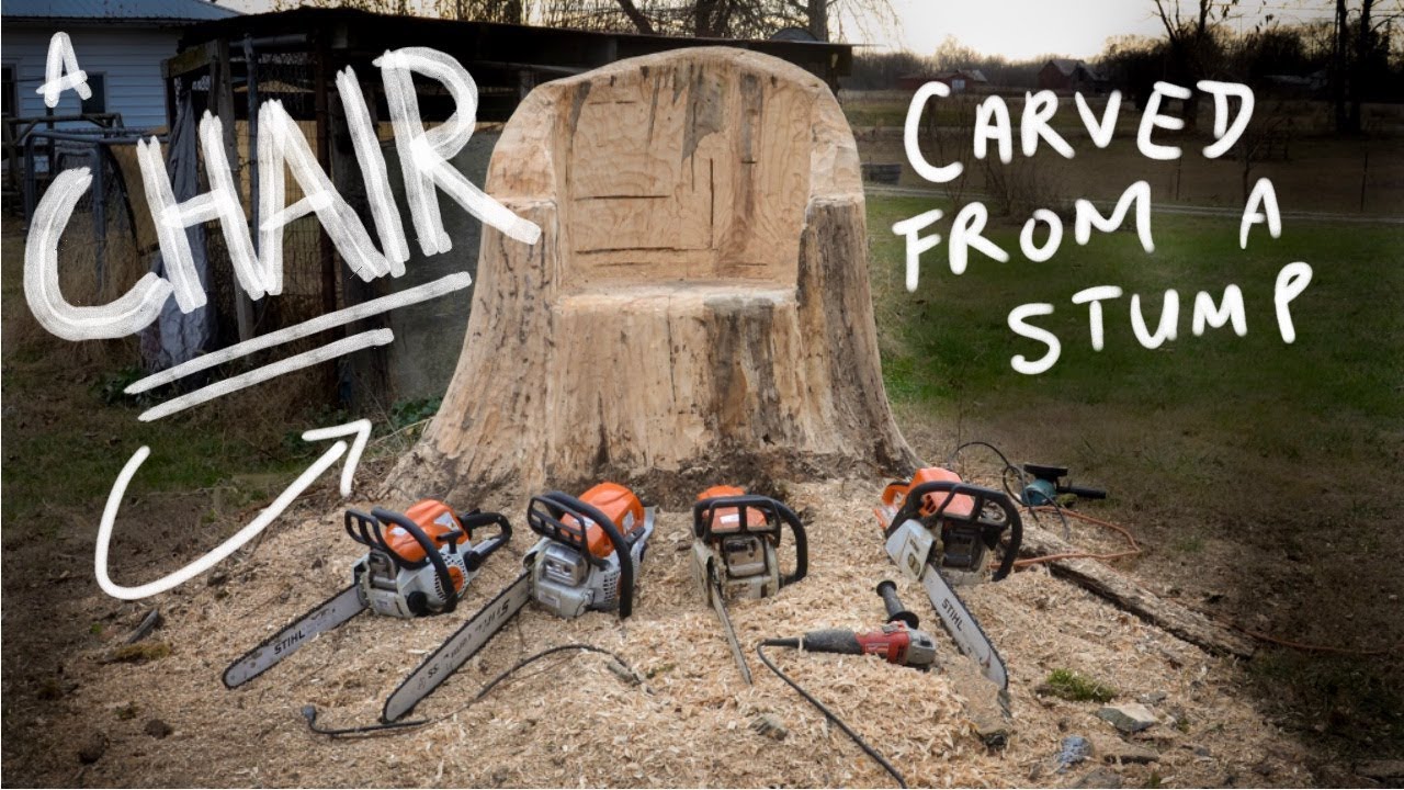 Chainsaw Carving A Chair From A Stump