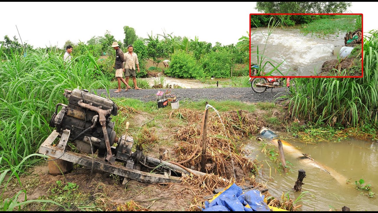 Máy Bơm Nước Ruộng Chạy Động Cơ 4 Máy ISUZU Phun Quá Dữ/ Tung Vlog
