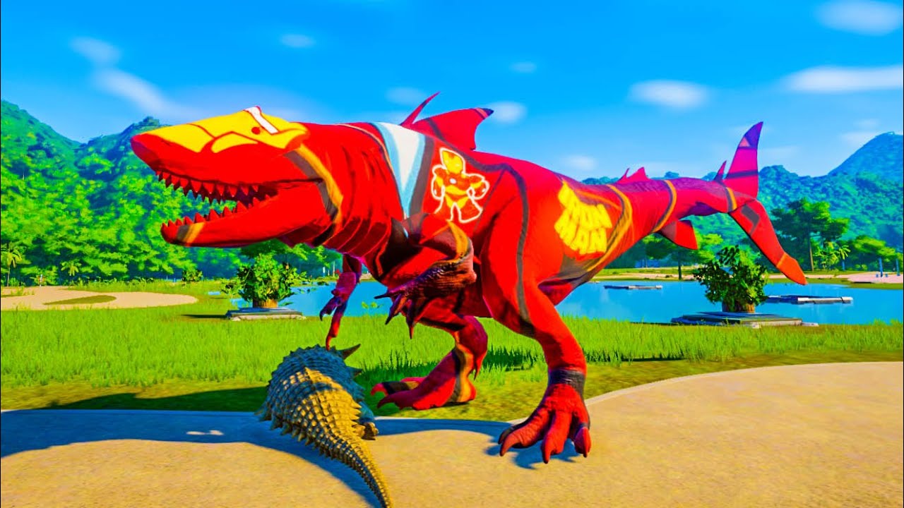 Ironman Sharkzilla Dinosaur vs Spiderman T- REX Fighting, Batman Indominus Rex, Carnotaurus| EP2