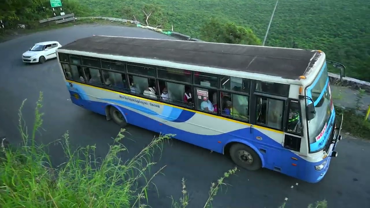 TNSRTC Bus And Lorry Meet At Dangerous Downhill Ghat Turning | Bus Videos | Bus | Bus Market