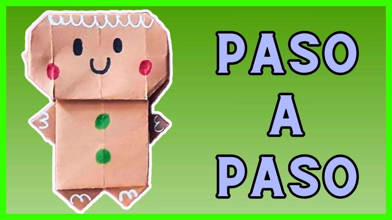 ⩥ Cómo hacer un HOMBRE DE JENGIBRE de papel | Origami FÁCIL ✅ | Manualidades Navideñas🎄