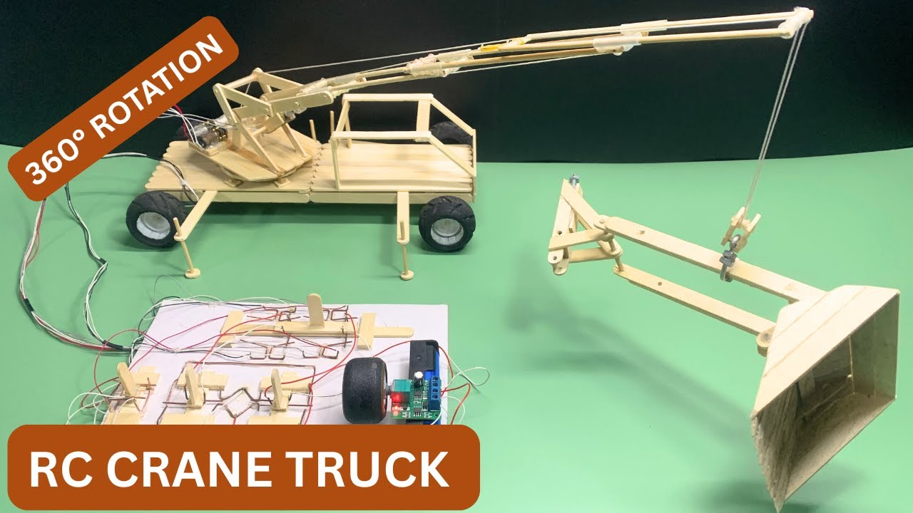 I Built a Fully Functional RC Crane Truck from Trash &ndash; 360&deg; Rotation +5 DC Motor