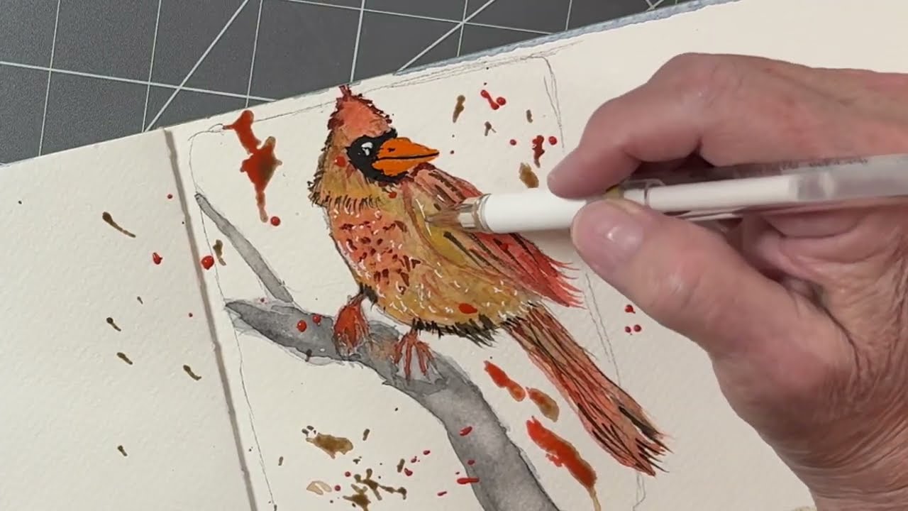 Watercolor: Female Cardinal Chill with Me!