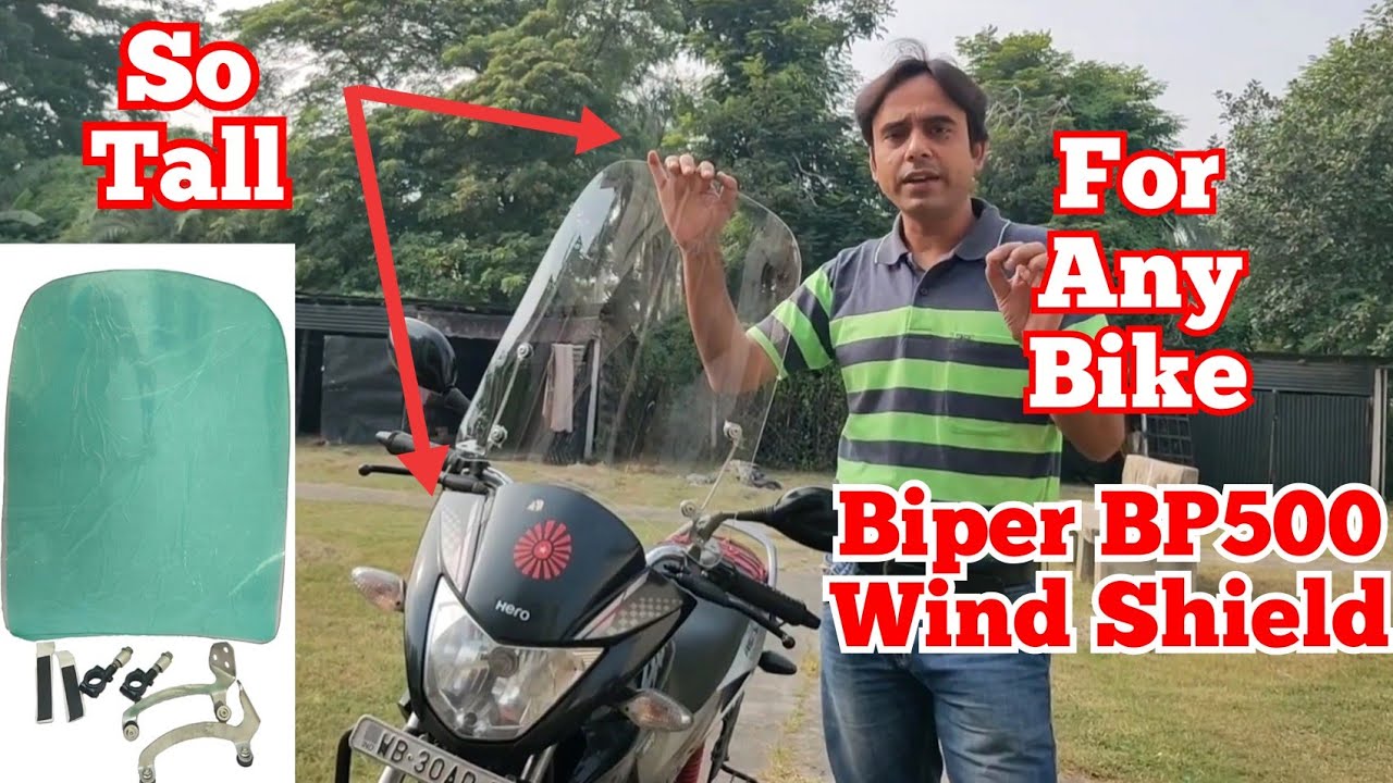 Extra Large Wind Shield (Biper BP500) Unboxing, Installation & Test Drive on Hero Glamour Bike.