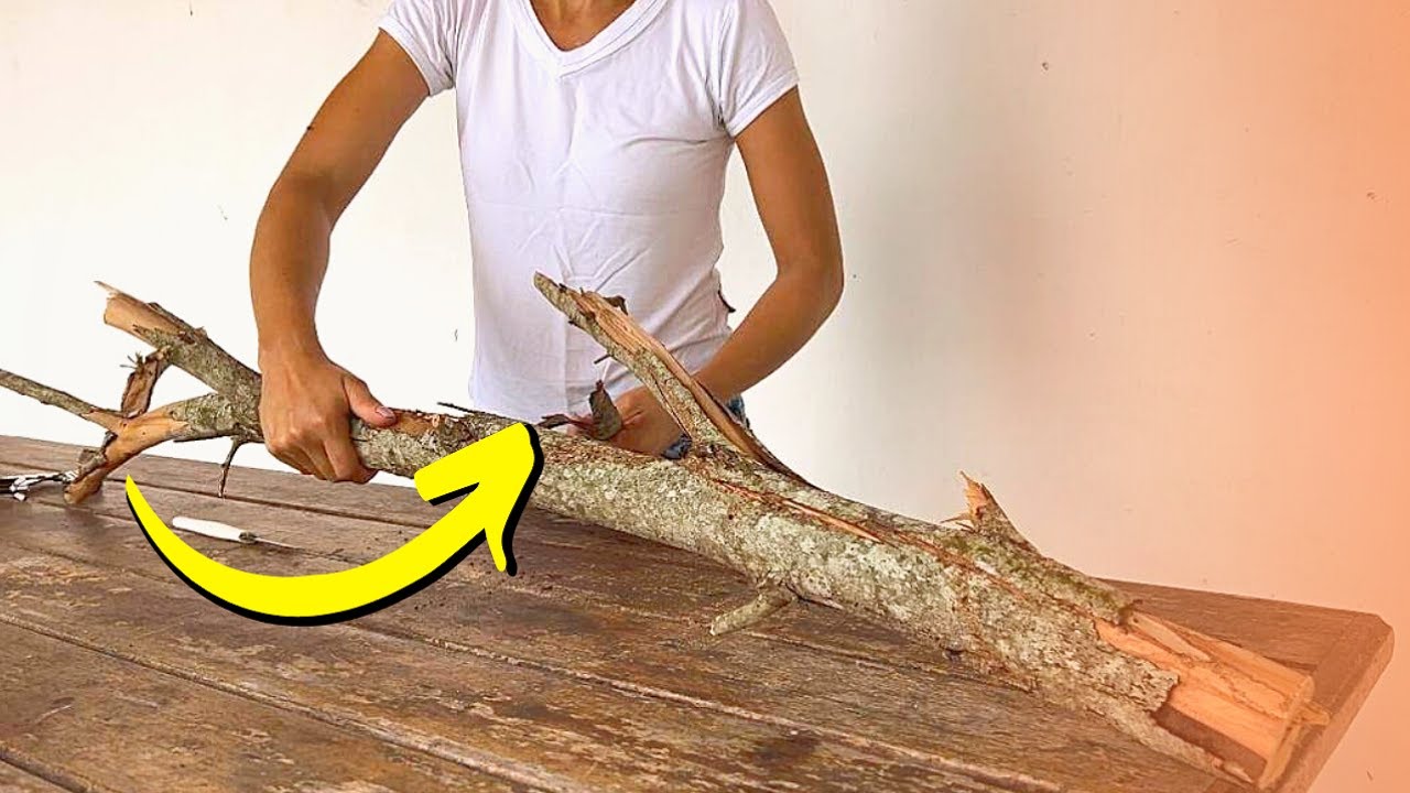 Como Fazer uma Linda LUMINÁRIA DE CHÃO COM GALHOS DE ÁRVORE✨  Decoração Rústica com Galhos Secos
