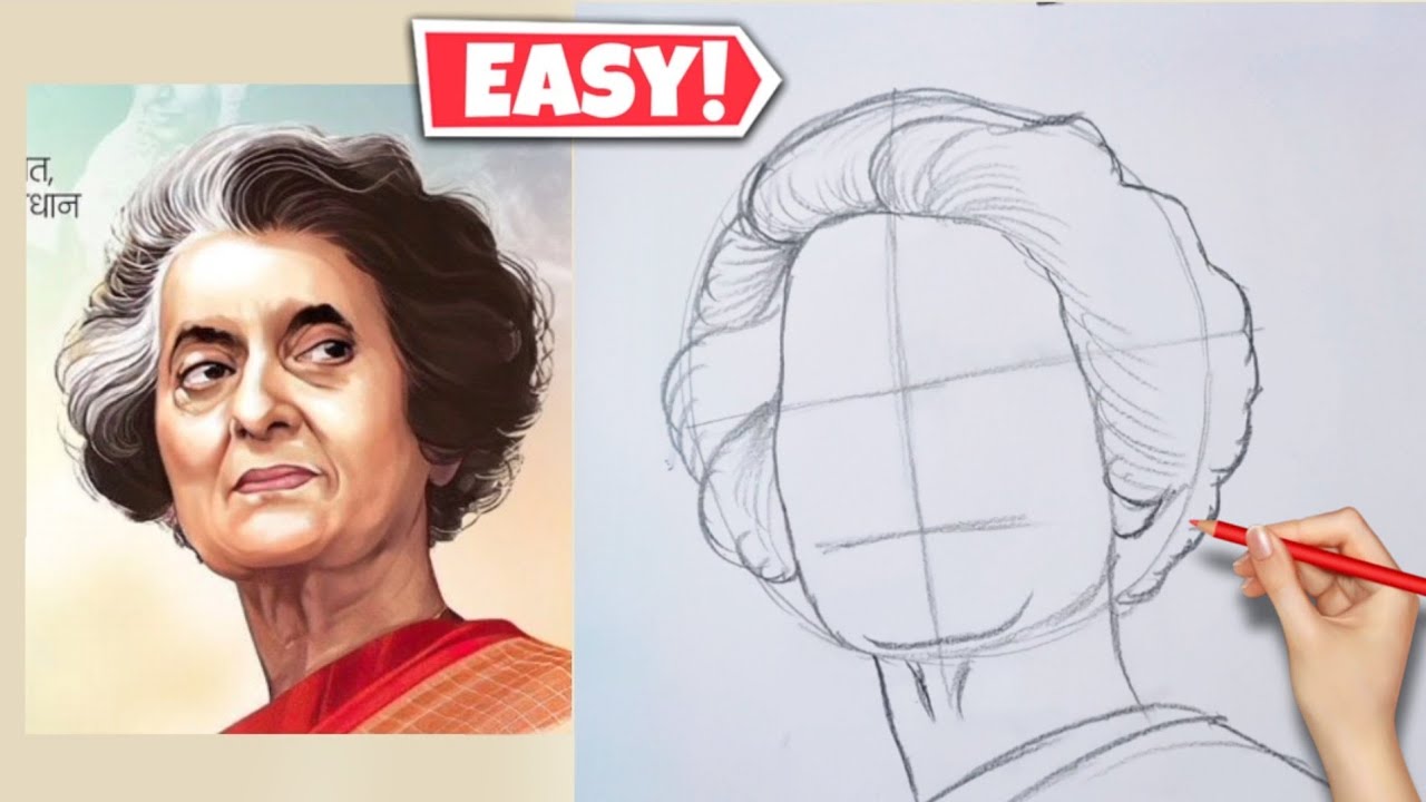 Indira Gandhi Drawing | How to draw Indira Gandhi Drawing