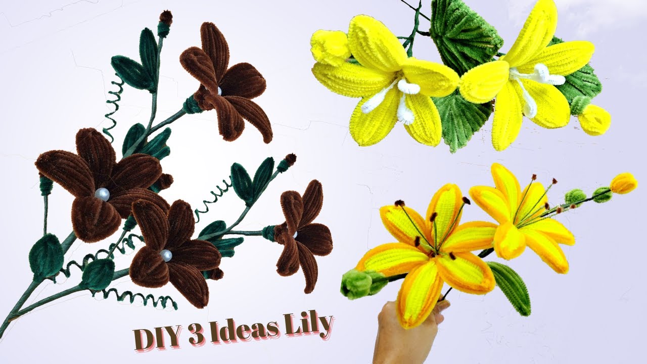 3 Ideas Lily - How to Make Pipe Cleaner Lily - Chenille Wire Flowers
