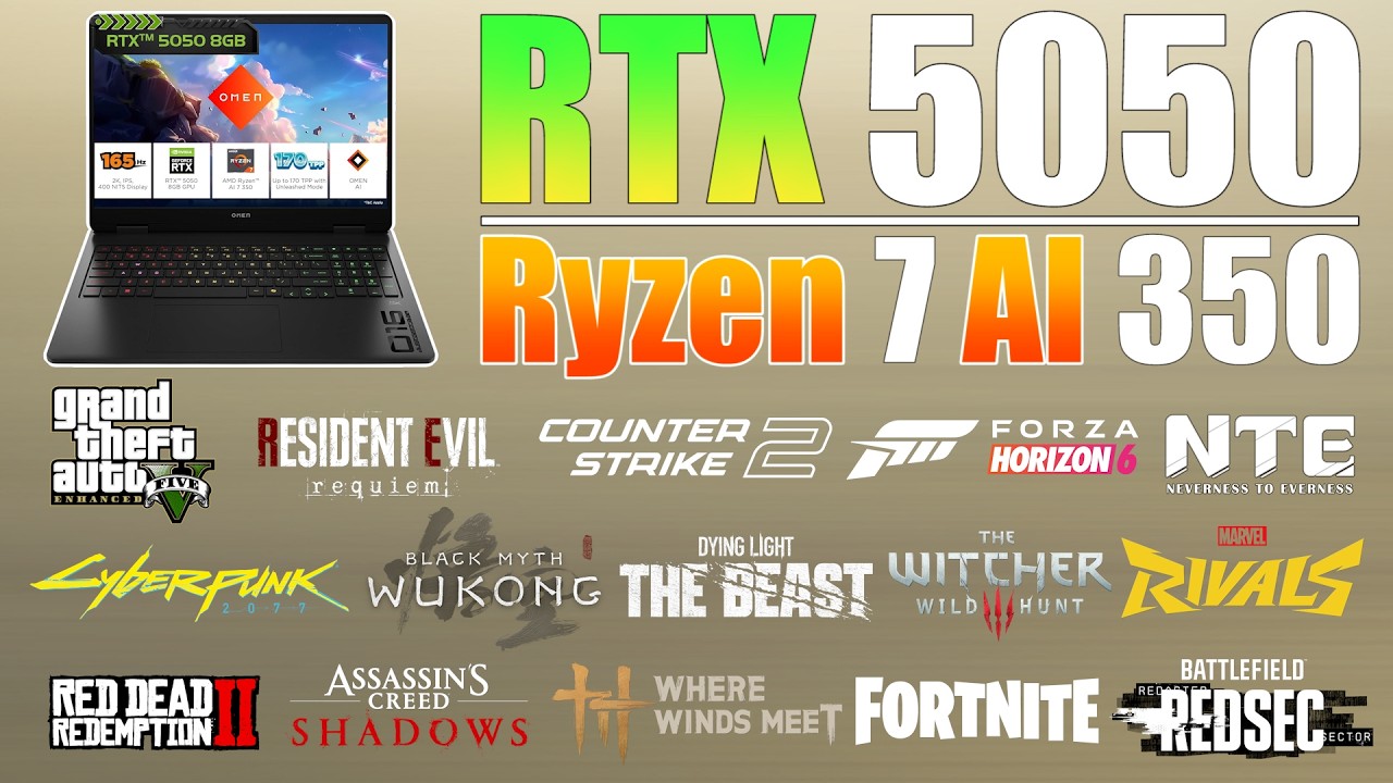 HP OMEN RTX 5050 + Ryzen AI 7 350 в 2026 году &mdash; стоит ли покупать? (протестировано 16 игр)