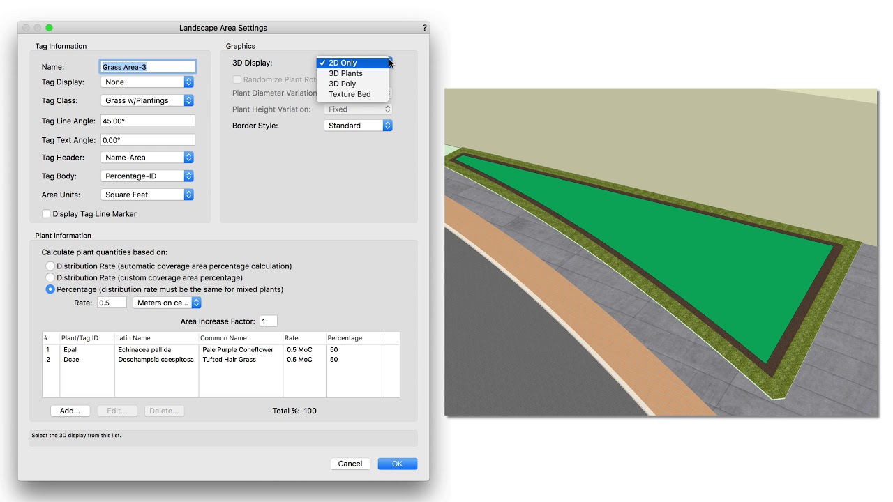 Site Design - Landscape Area Settings