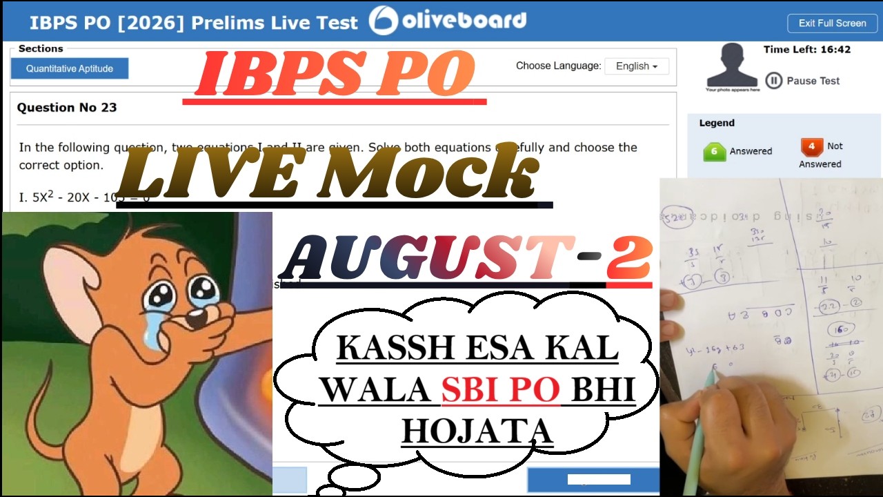 OLIVEBOARD IBPS PO LIVE MOCK AUGUST - 2✍📝 #sbipo #sbipo2026