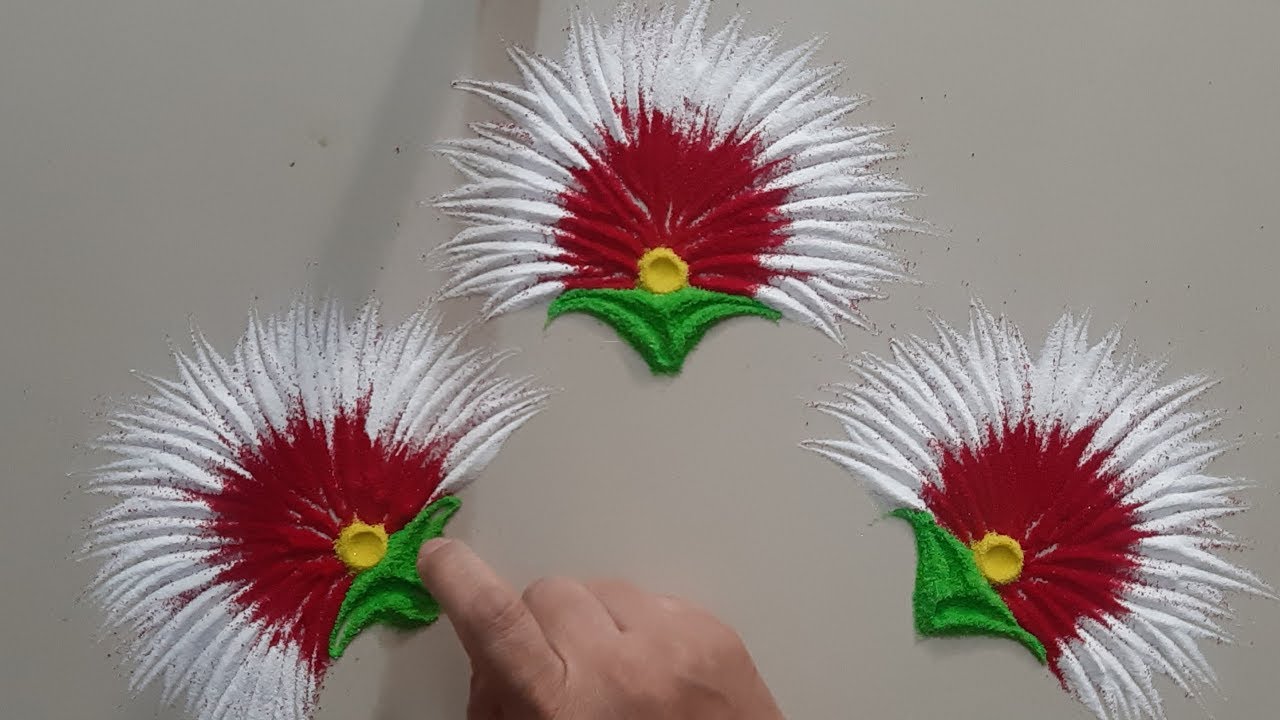 रोज के लिए सुंदर फूलों की रंगोली | Everyday rangoli design by Aarti shirsat |Top rangolis