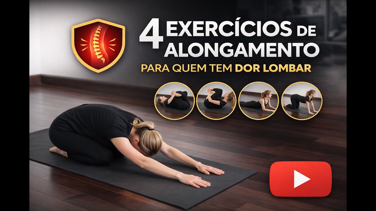 4 exercícios de alongamento muscular para quem tem dor lombar!!