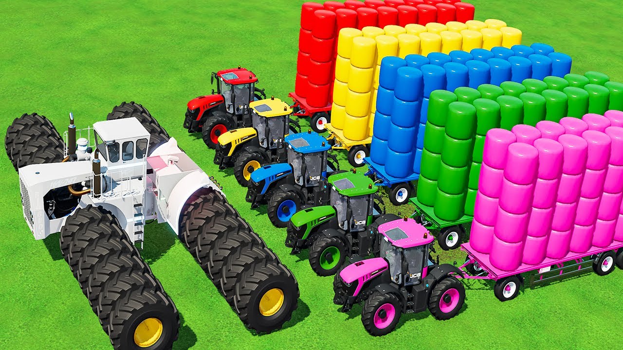 KING OF TRACTORS - 24 WHEELS BIG BUD vs 5 AUTO BALER - SILAGE BALING w/ MEGA TRACTORS! 5in1 - FS22